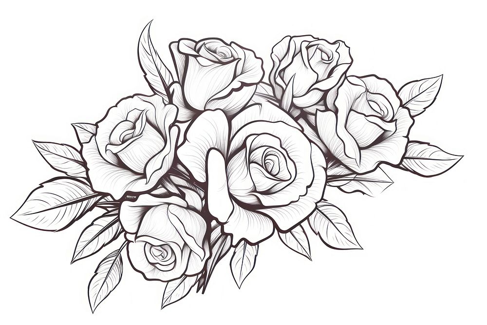 Drawing sketch rose pattern. AI generated Image by rawpixel.