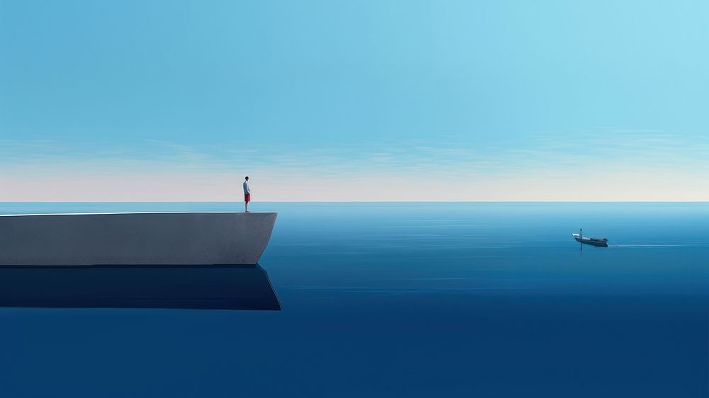 figurative minimalism seascape with minimal. AI generated Image by rawpixel. 