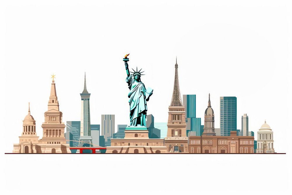 American landmarks metropolis statue city. AI generated Image by rawpixel.