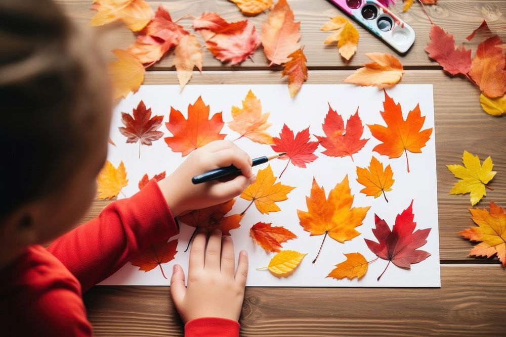 Autumn leaves plant craft paper. AI generated Image by rawpixel.