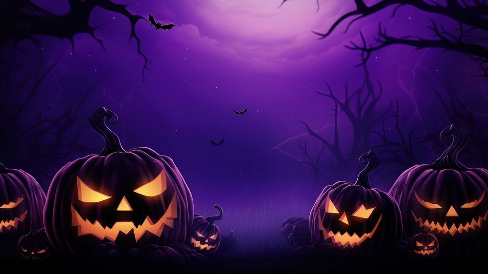 Halloween themed wallpaper with purple | Premium Photo Illustration ...