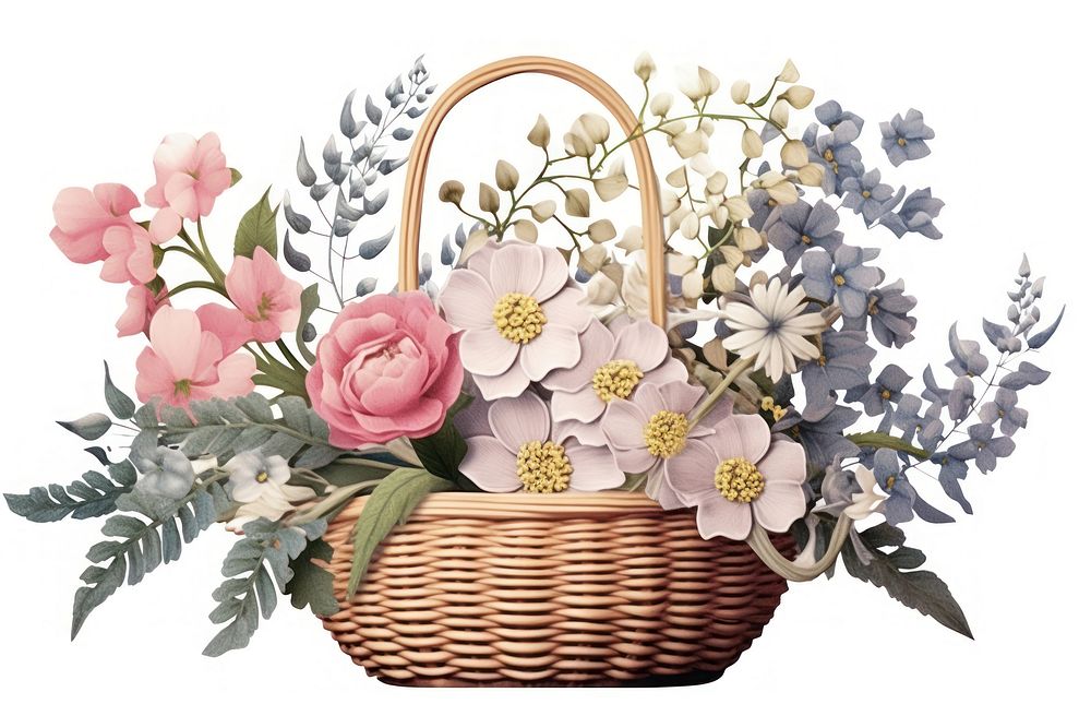 Artificial Flowers flower basket blossom. AI generated Image by rawpixel.