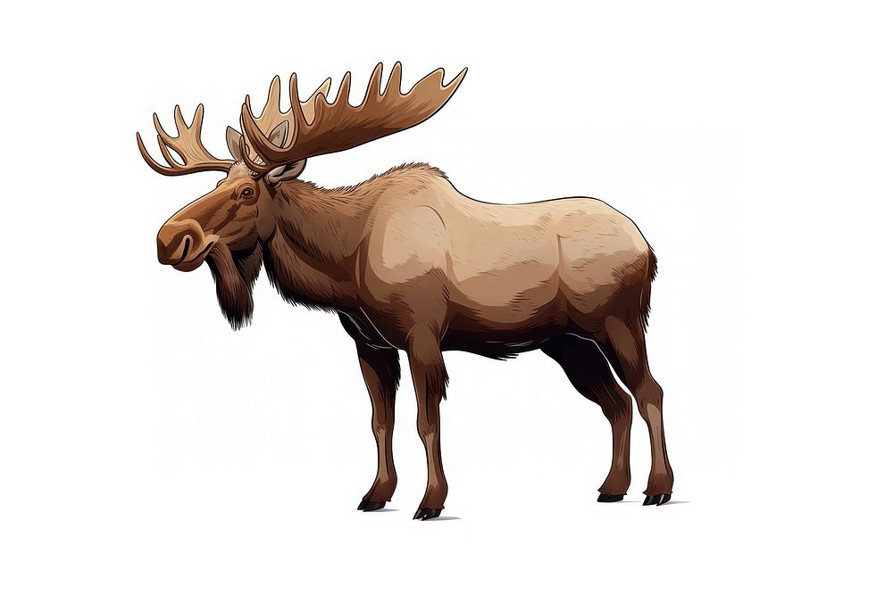 Moose wildlife standing drawing. AI generated Image by rawpixel.