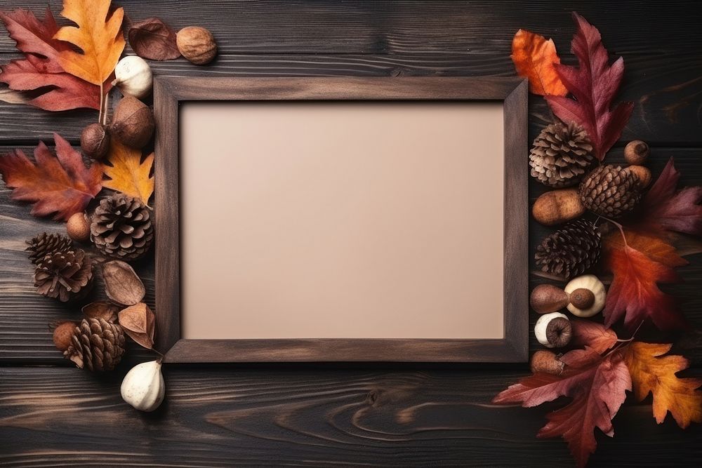 Autumn plant frame table. AI generated Image by rawpixel.