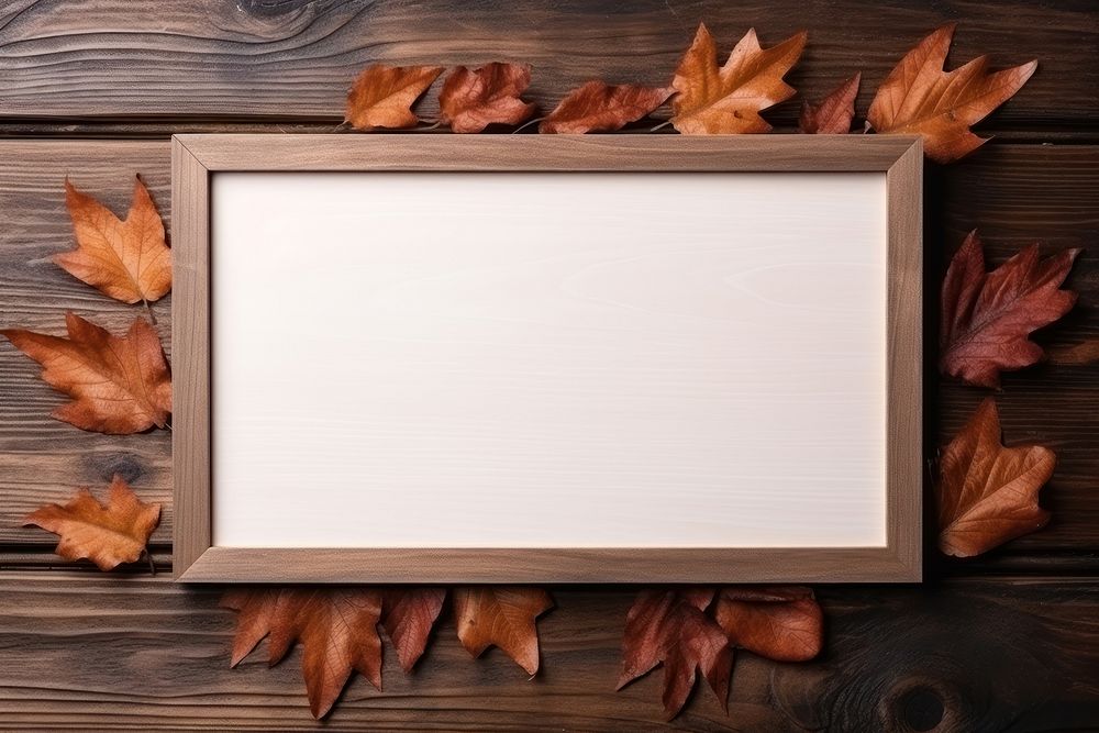 Autumn wood frame table. AI generated Image by rawpixel.
