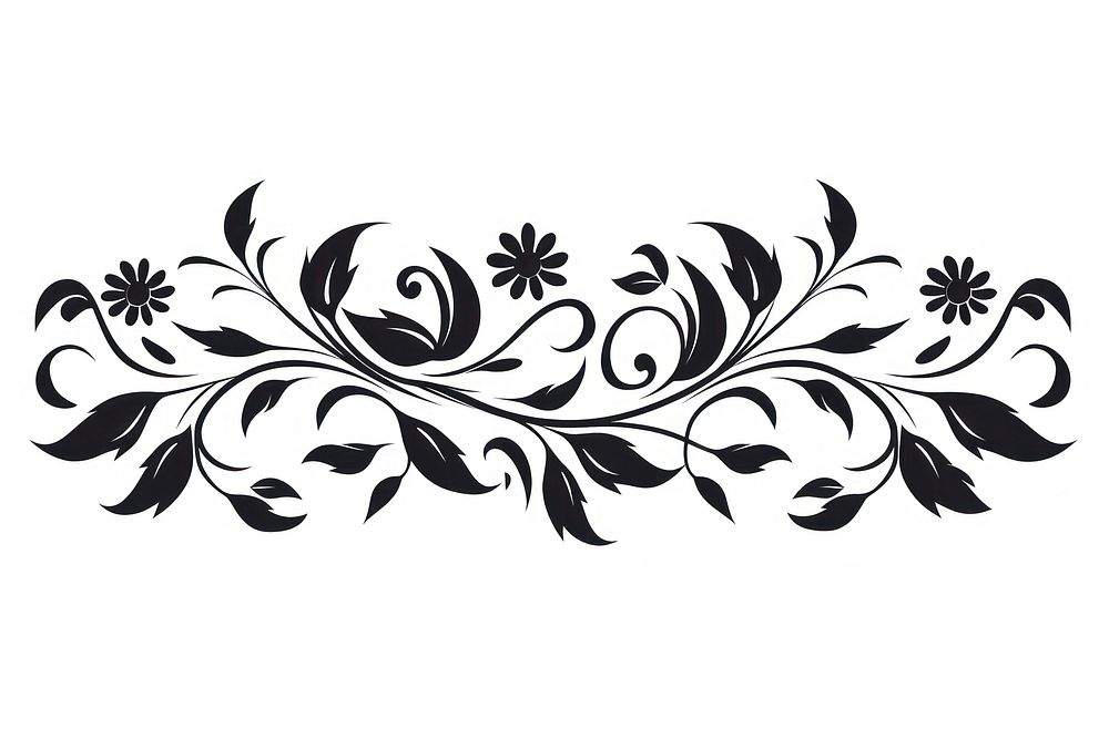Floral border vector Ornament divider pattern drawing white. AI generated Image by rawpixel.