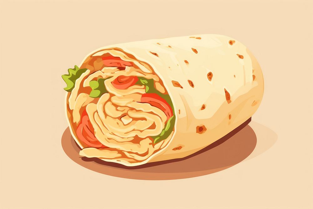 Chicken Wrap bread food flatbread. AI generated Image by rawpixel.