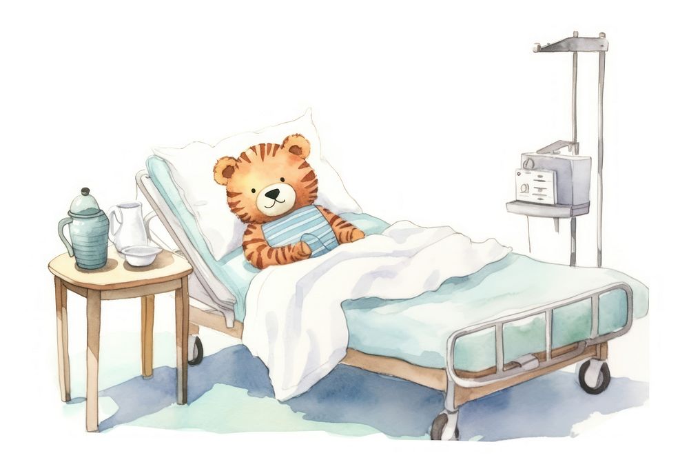 Hospital bed furniture cartoon. 