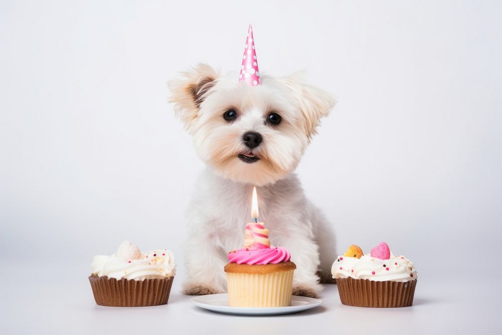 Cake dog birthday maltese. AI generated Image by rawpixel.
