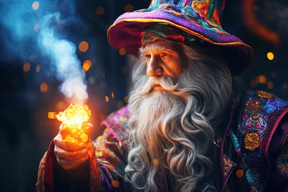 Wizard adult spirituality illuminated. AI generated Image by rawpixel.