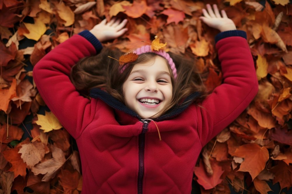 Autumn leaves laughing portrait autumn. 