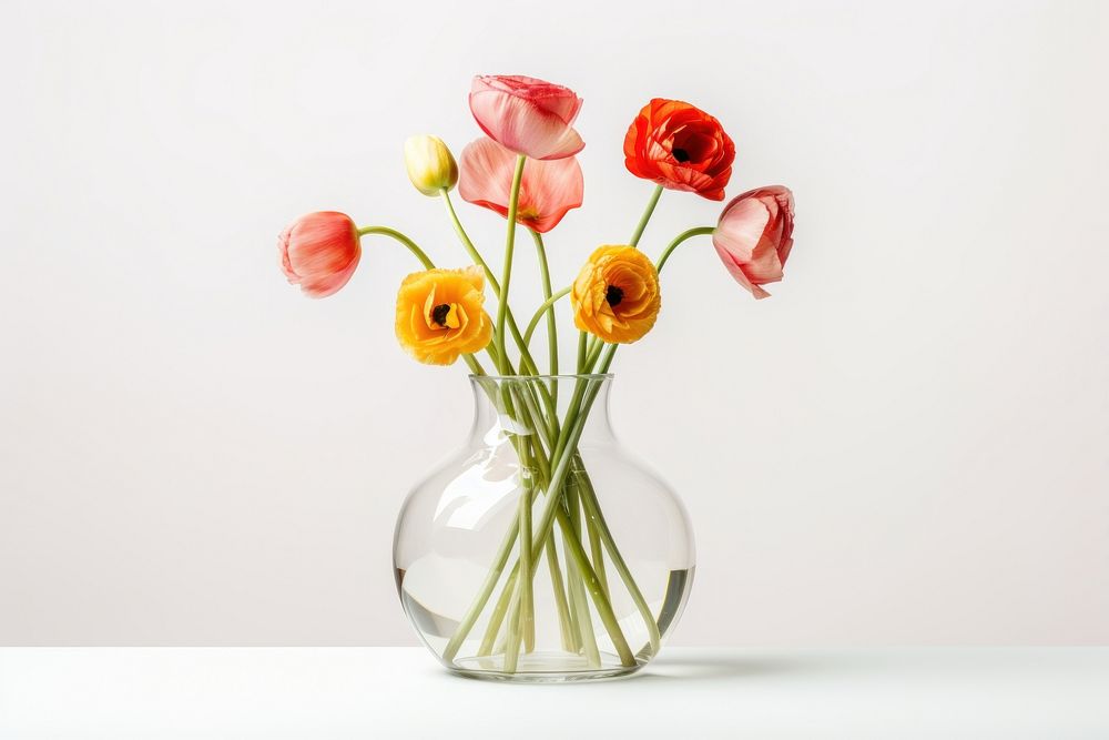 Glass vase flower plant rose. AI generated Image by rawpixel.
