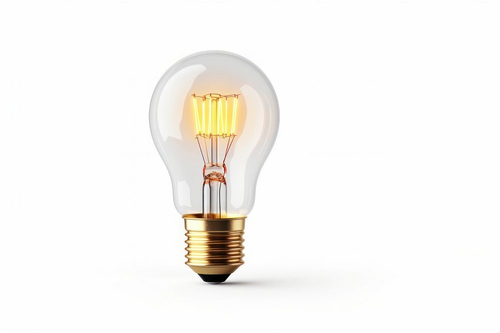 A lightbulb lighting white background electricity. AI generated Image by rawpixel.