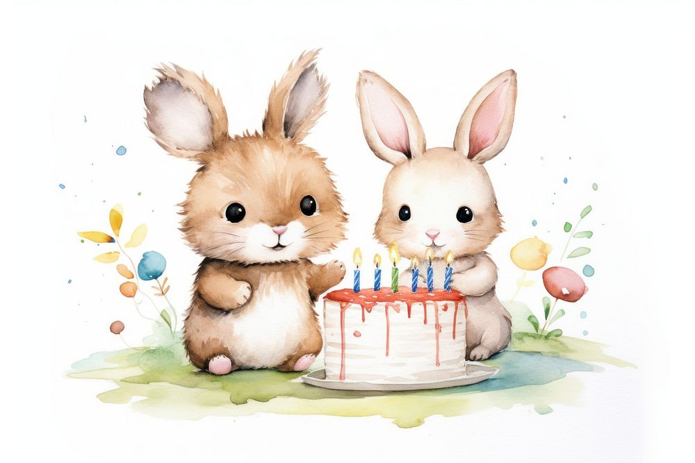 Cute animal friends birthday cake dessert mammal representation. AI generated Image by rawpixel.
