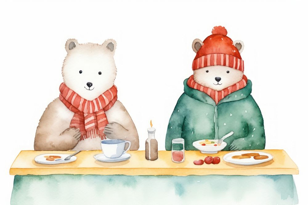Winter cartoon table food. AI generated Image by rawpixel.