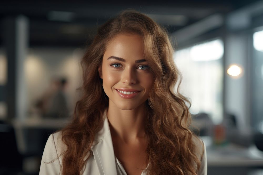 Caucasian gorgeous woman portrait smiling adult. AI generated Image by rawpixel.