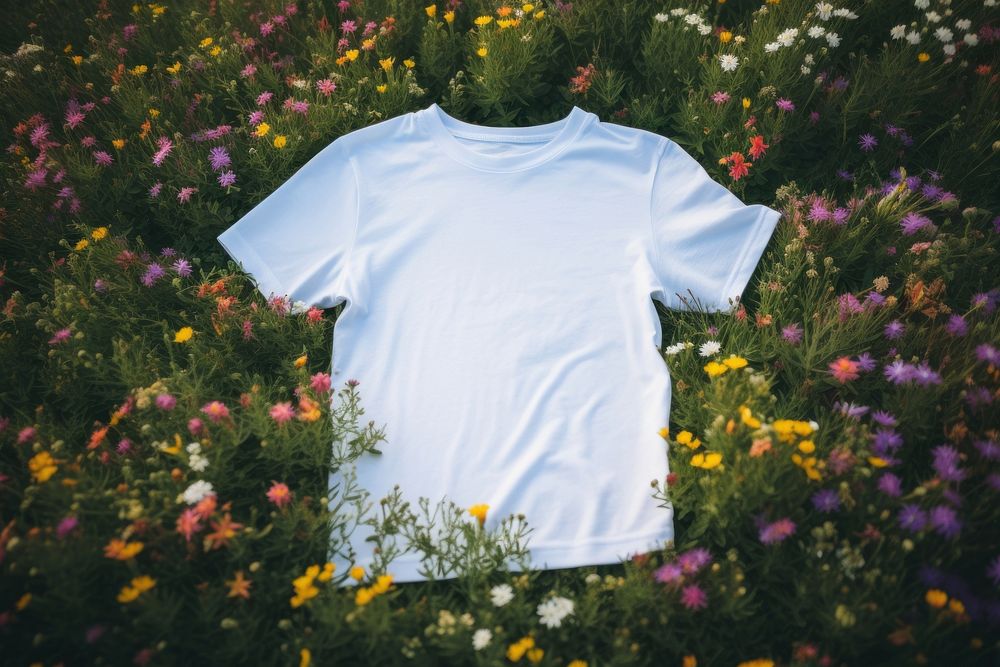 T-shirt t-shirt flower sleeve. AI generated Image by rawpixel.