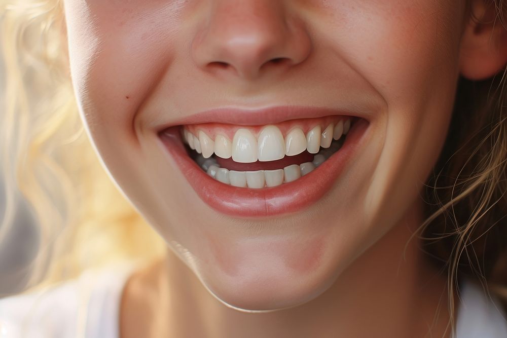 Woman smiling teeth smile happiness. 