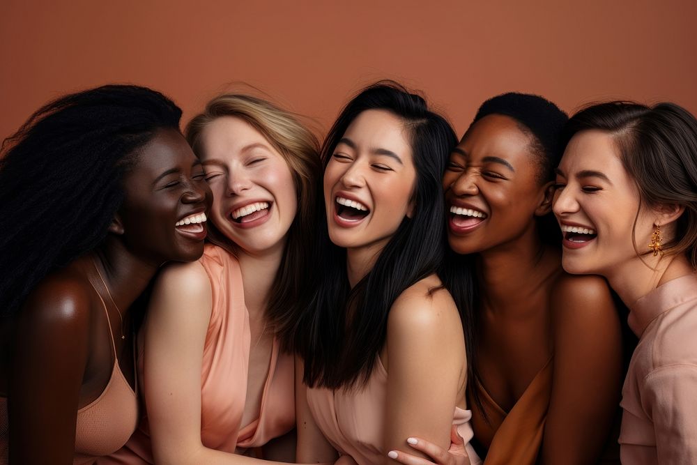 Different race women laughing adult togetherness. AI generated Image by rawpixel.