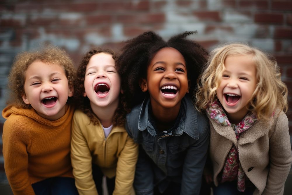 Different race kids laughing baby togetherness. AI generated Image by rawpixel.