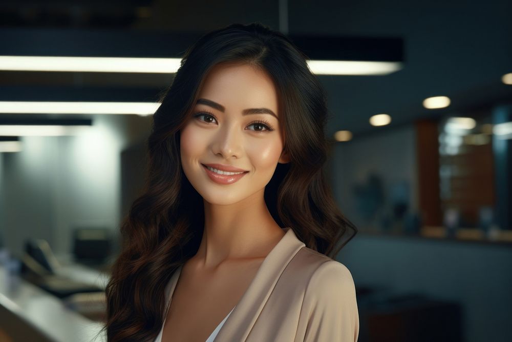 Asian gorgeous woman smiling adult smile. AI generated Image by rawpixel.