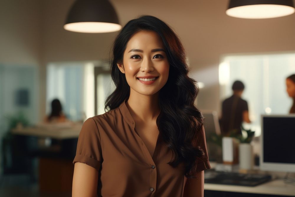 Asian gorgeous woman smiling adult smile. AI generated Image by rawpixel.