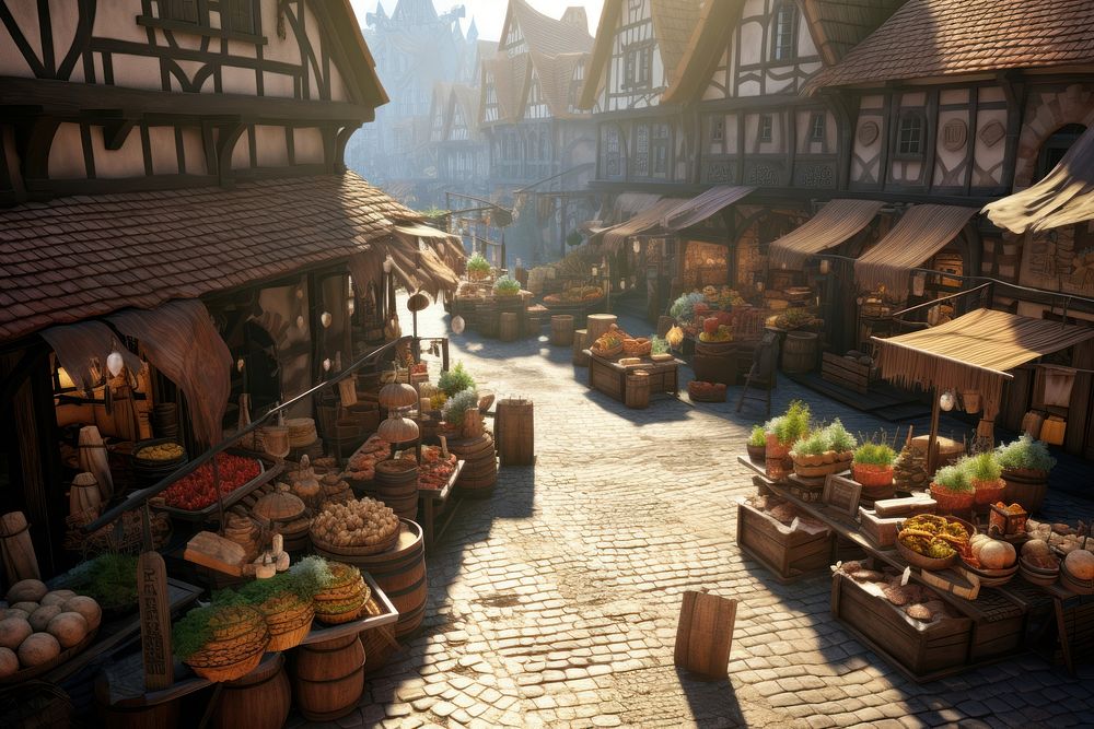 Market outdoors village street. AI generated Image by rawpixel.