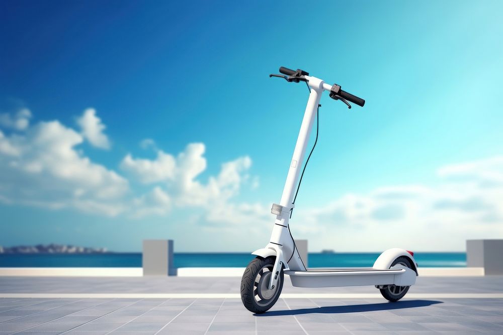 Scooter outdoors vehicle blue. AI generated Image by rawpixel.