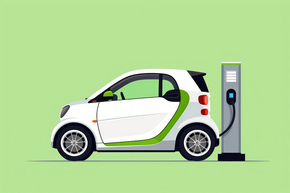 Modern electric smart car charging parking vehicle wheel transportation. AI generated Image by rawpixel.