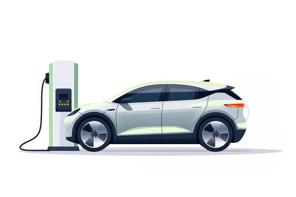 Modern electric smart suv car charging parking vehicle wheel transportation. AI generated Image by rawpixel.