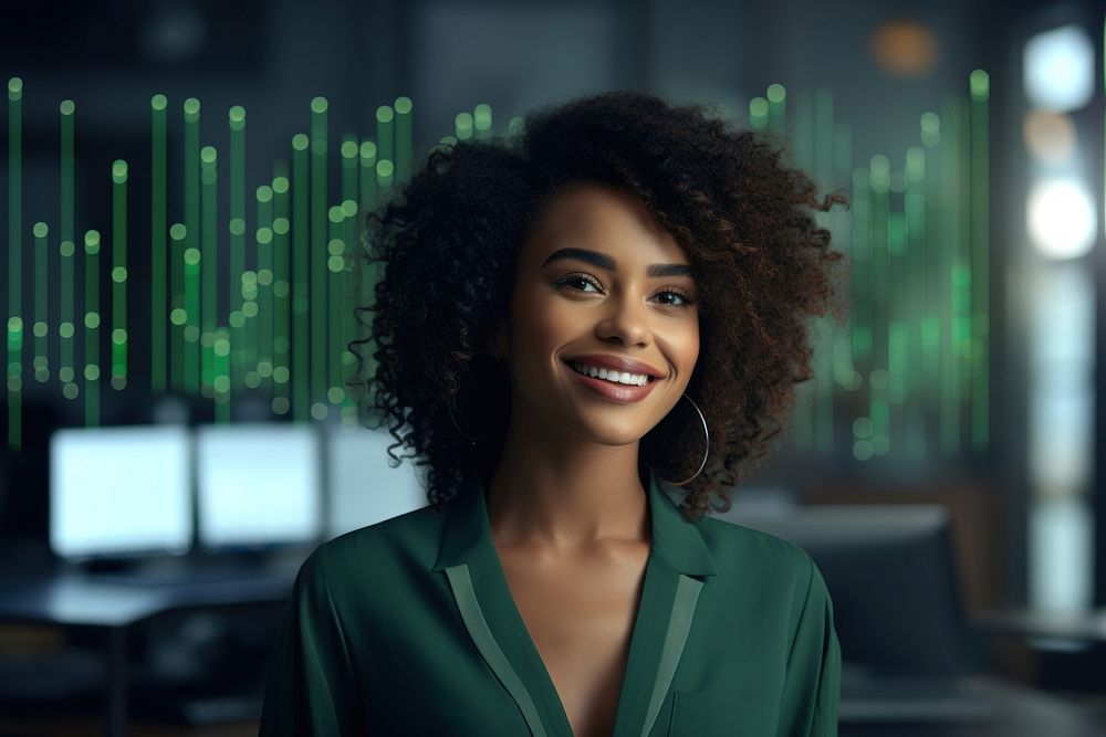 Mixed-race african gorgeous woman smiling office adult. 