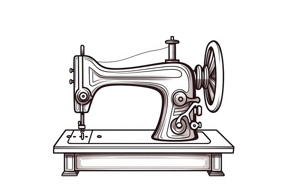 Sewing machine drawing line technology. AI generated Image by rawpixel.