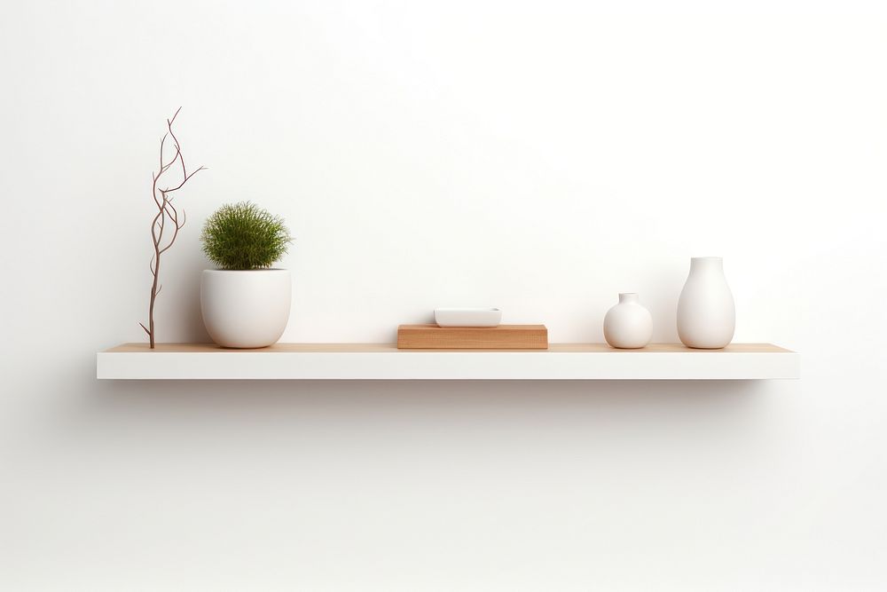 Shelf plant white vase. AI generated Image by rawpixel.