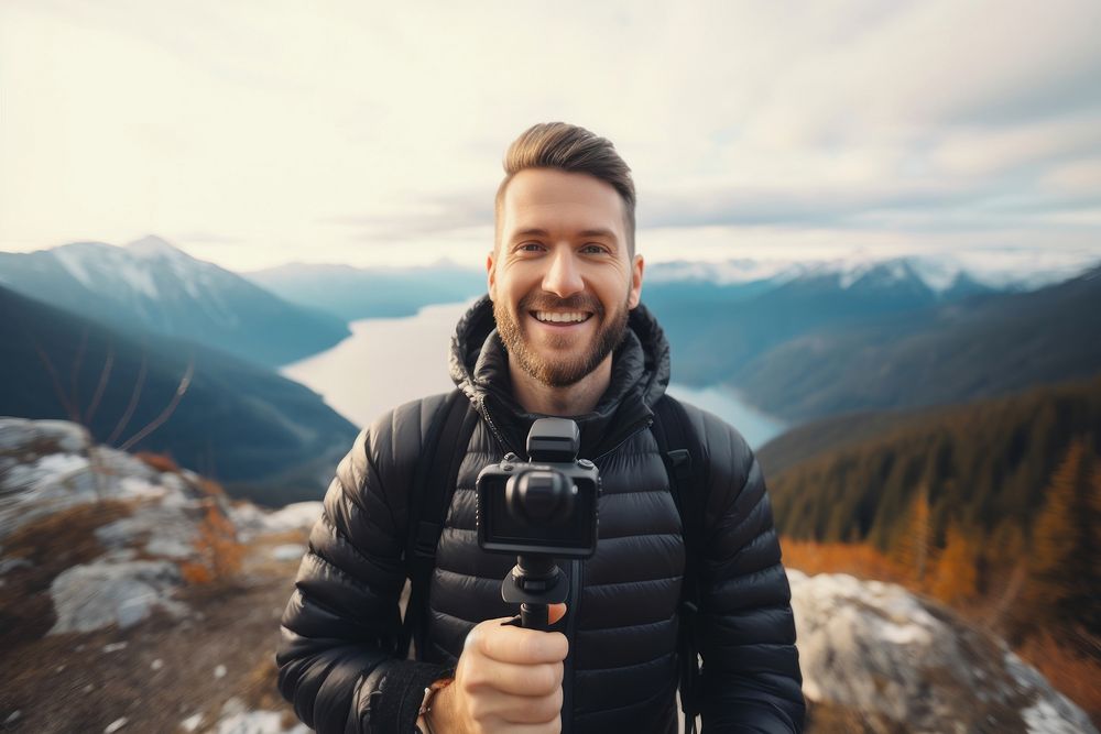 Influencer adventure portrait outdoors. 