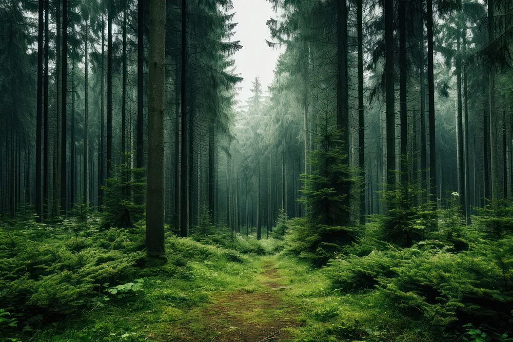 Thick forest landscape woodland outdoors. AI generated Image by rawpixel.