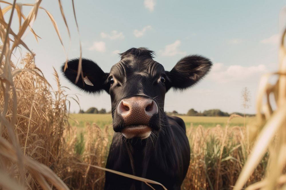 Black cow livestock outdoors mammal. AI generated Image by rawpixel.