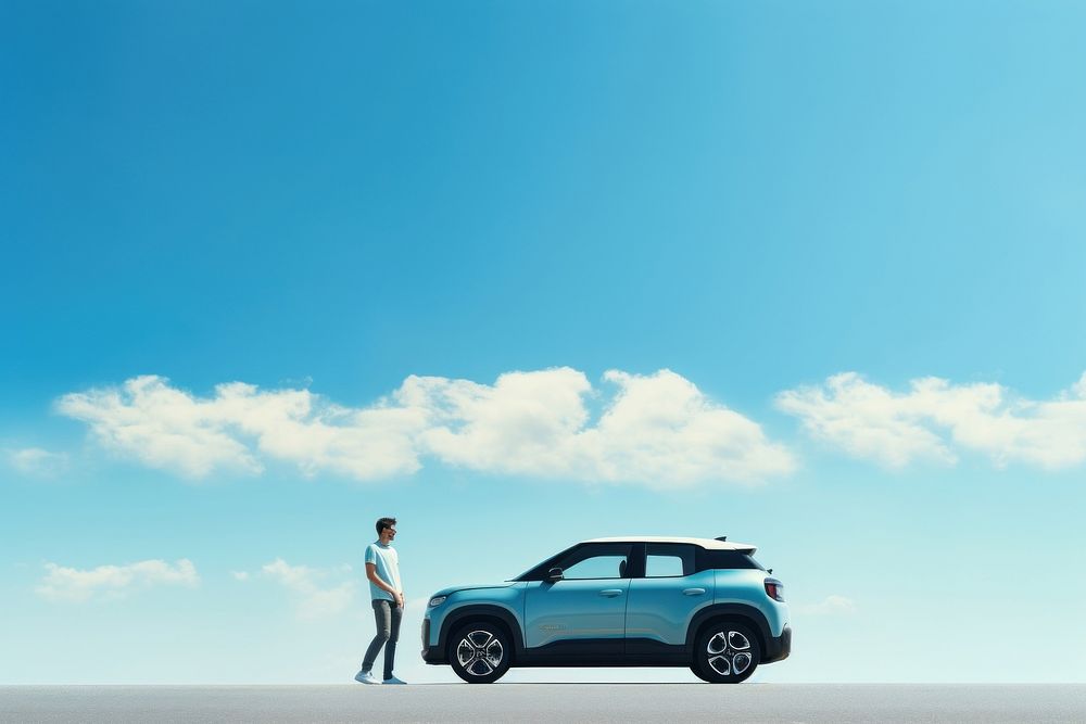 Car vehicle blue sky. AI generated Image by rawpixel.