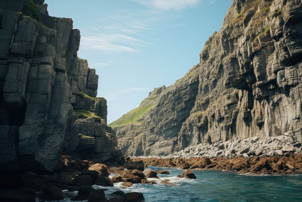 Sea cliffs sea landscape mountain. AI generated Image by rawpixel.