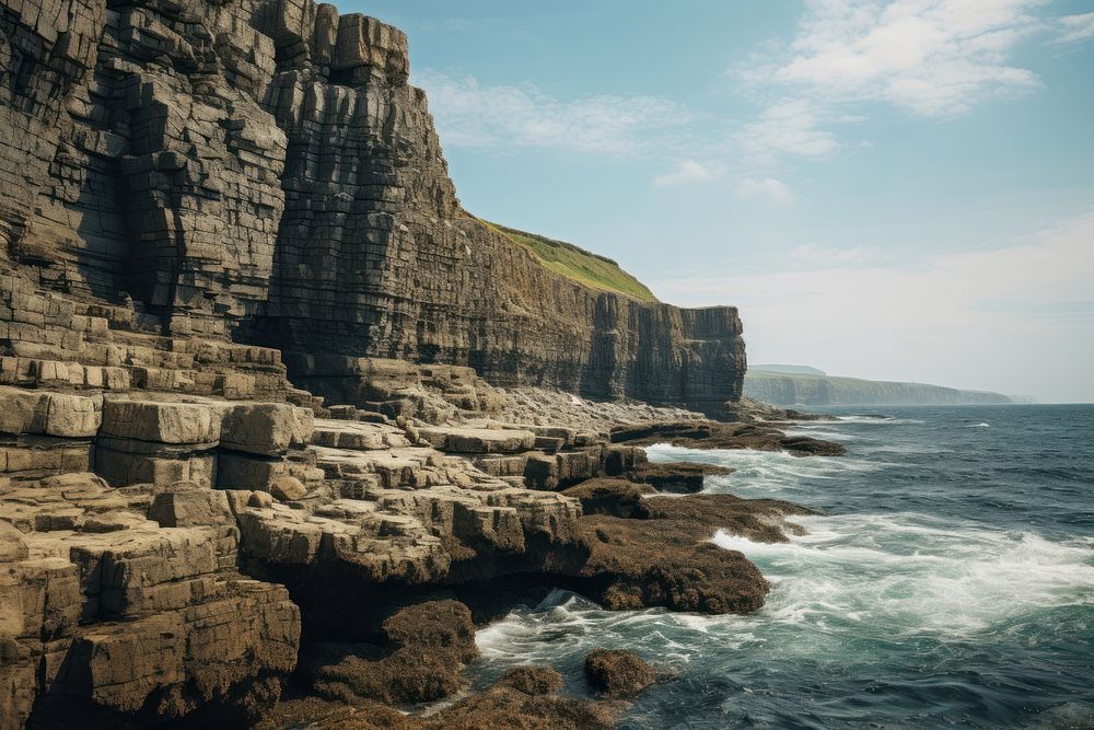 Sea cliffs sea promontory landscape. AI generated Image by rawpixel.