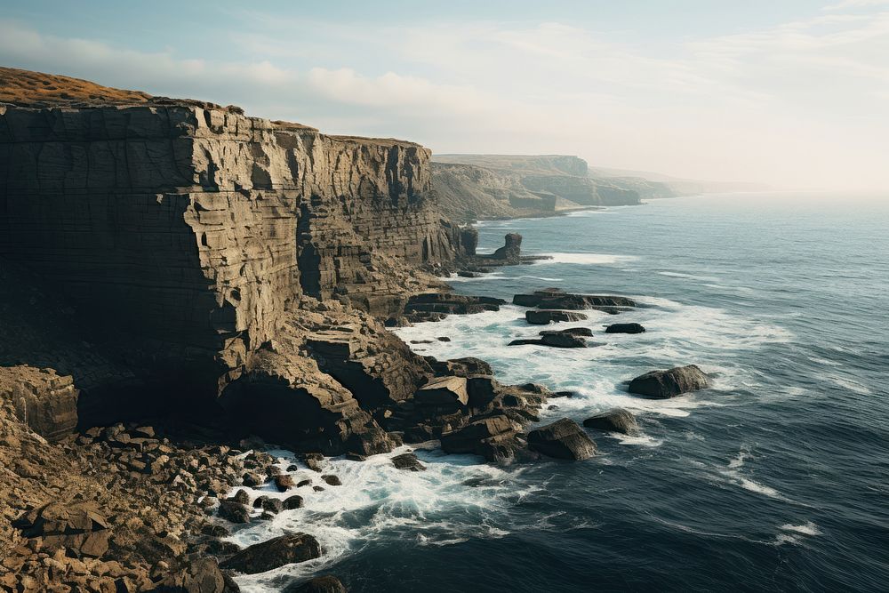 Sea cliffs sea outdoors nature. AI generated Image by rawpixel.
