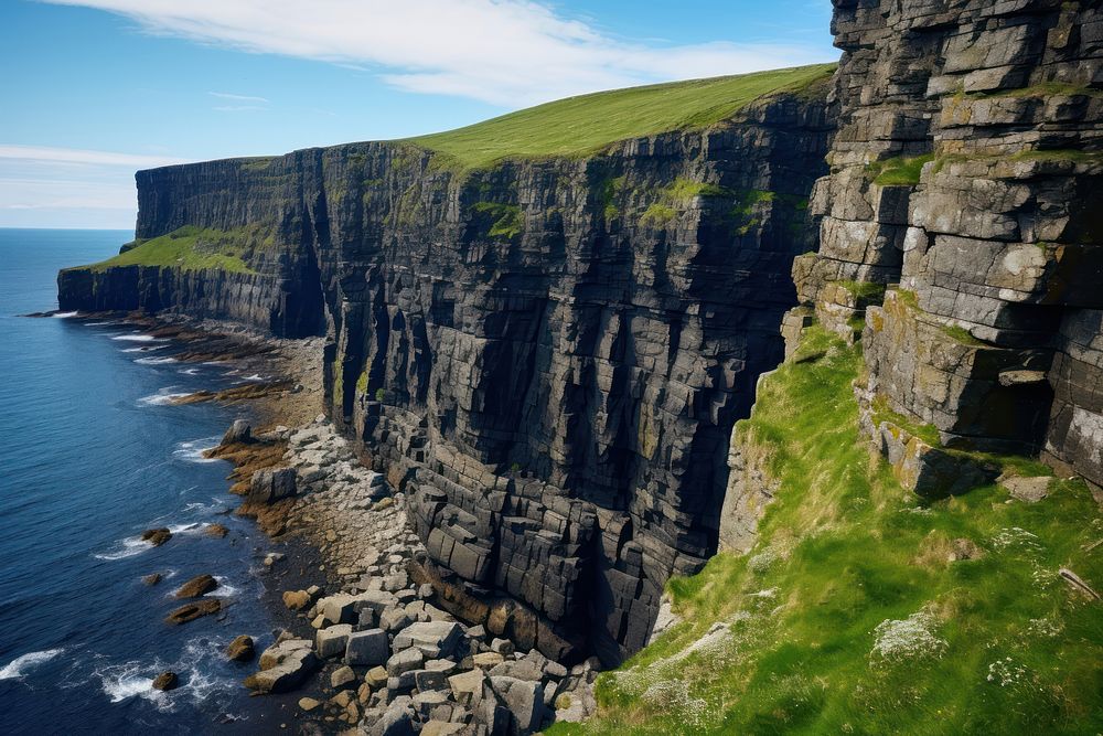 Sea cliffs sea outdoors nature. AI generated Image by rawpixel.