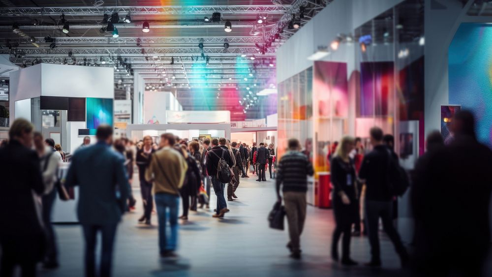 People walking in exhibition hall. AI generated Image by rawpixel.
