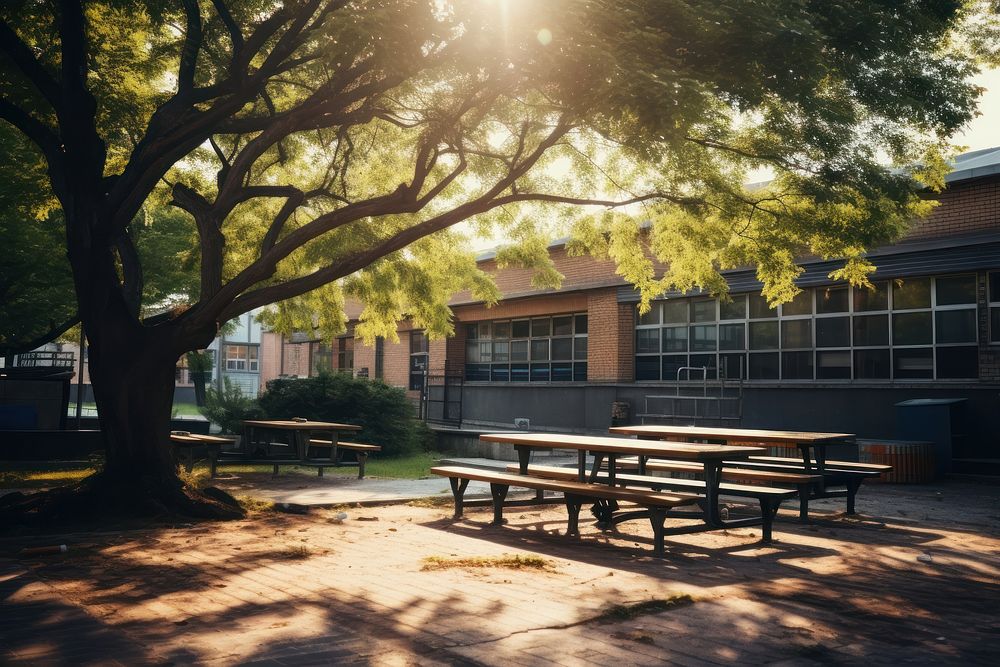 School architecture building outdoors. AI generated Image by rawpixel.