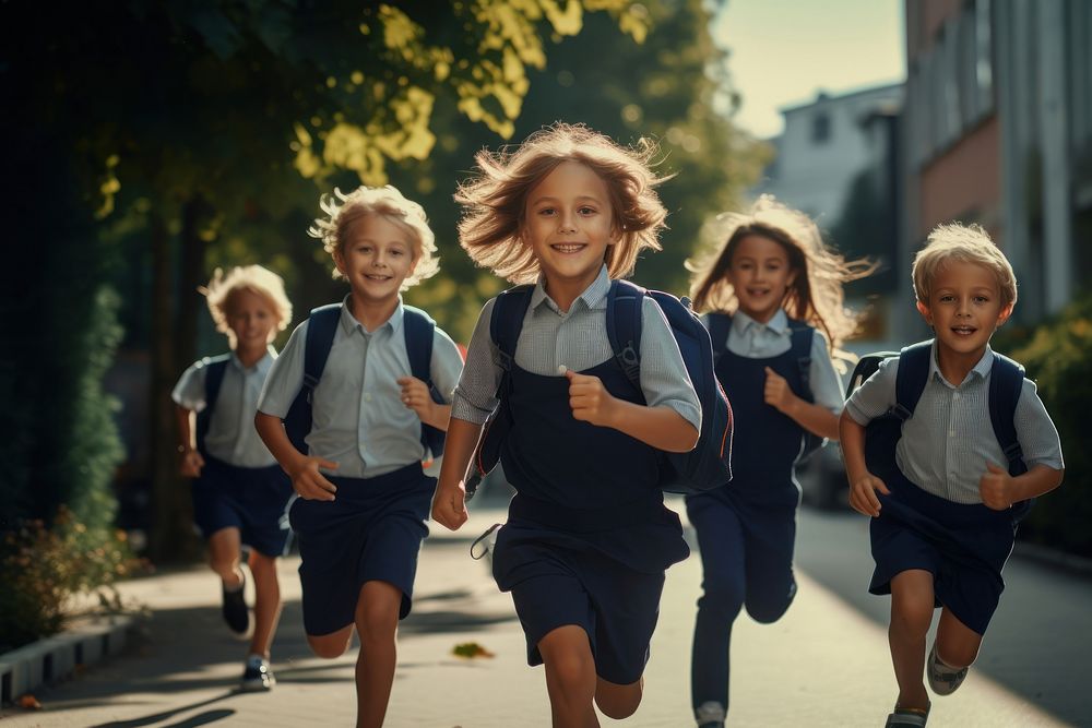 School running child student. AI generated Image by rawpixel.