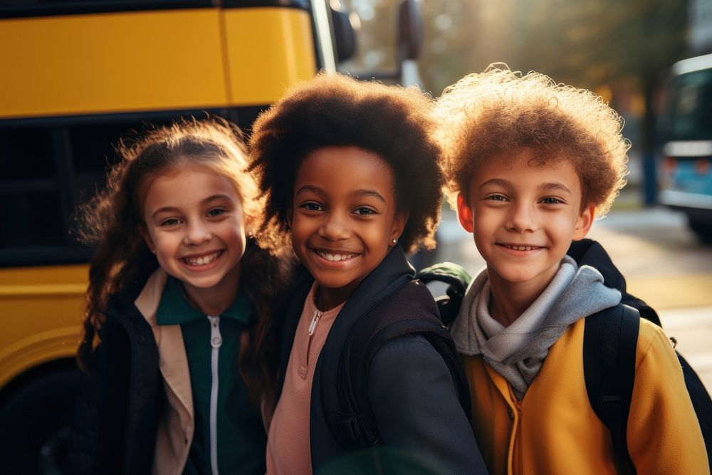 School bus child portrait vehicle. 