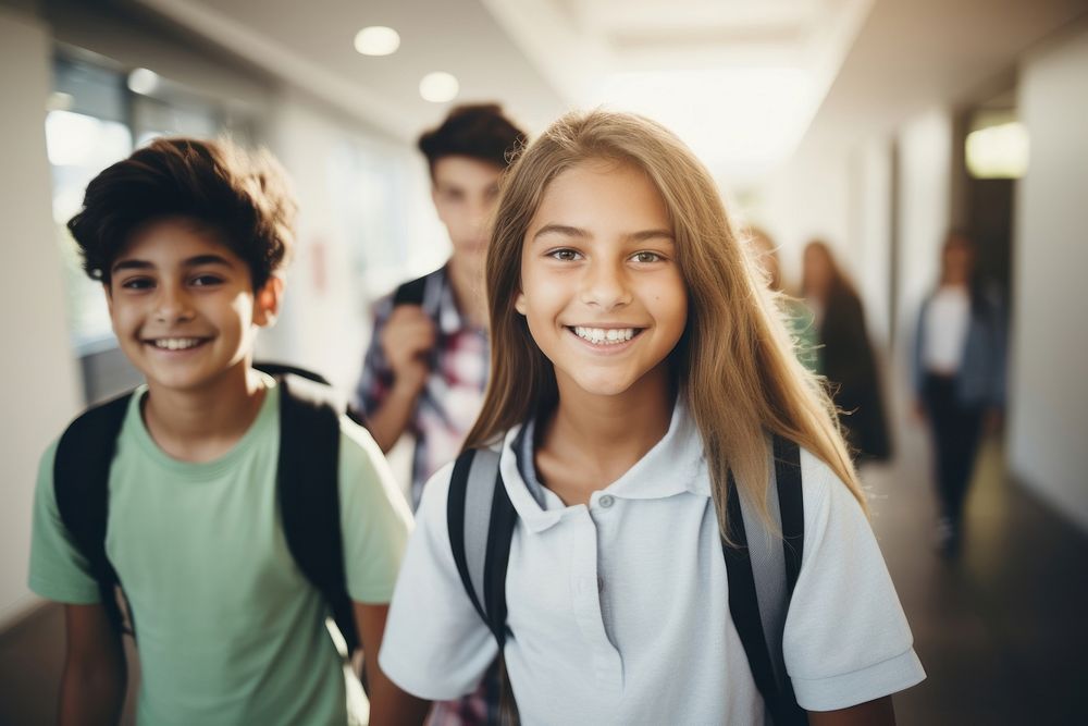 School corridor smiling smile. AI generated Image by rawpixel.