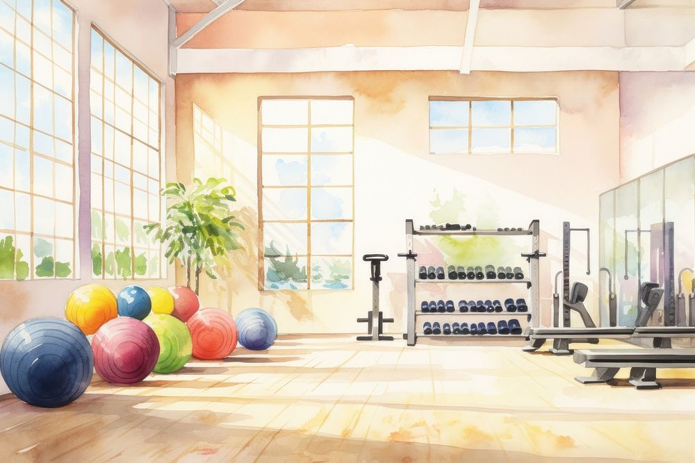 Fitness room sports gym architecture. AI generated Image by rawpixel.