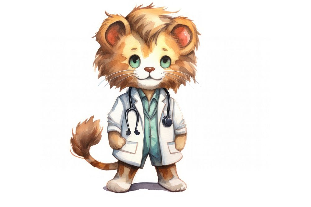 Doctor lion veterinarian cartoon mammal. AI generated Image by rawpixel.