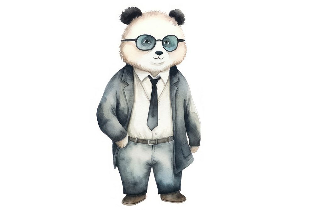 Panda businessperson glasses cartoon representation. AI generated Image by rawpixel.