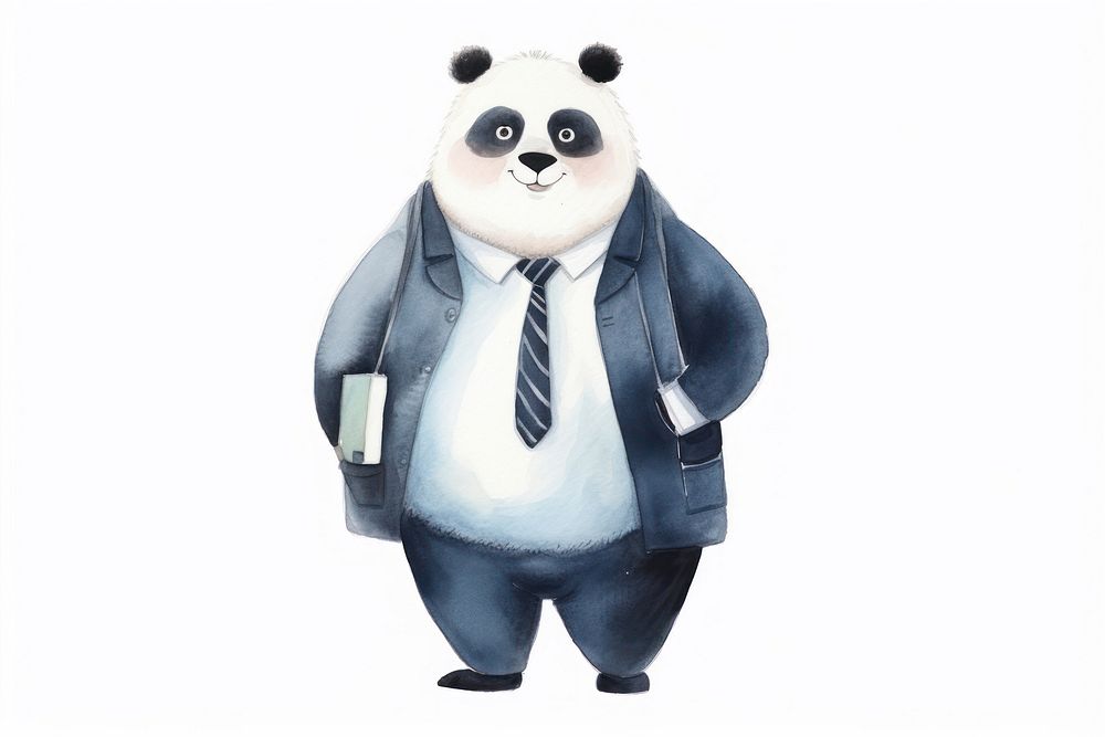 Panda businessperson cartoon mammal bear. AI generated Image by rawpixel.
